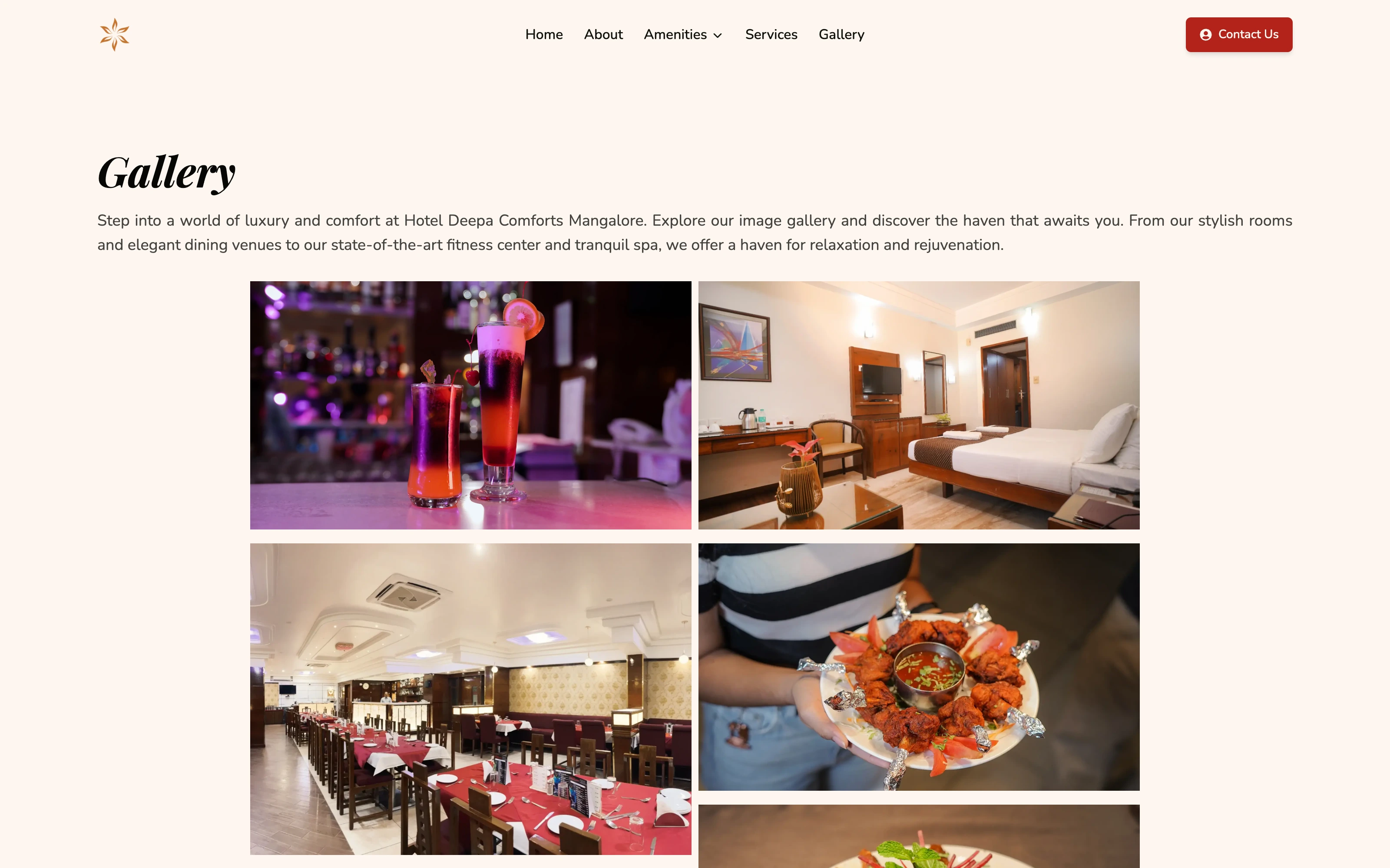Gallery page showing hotel photography in a two column grid